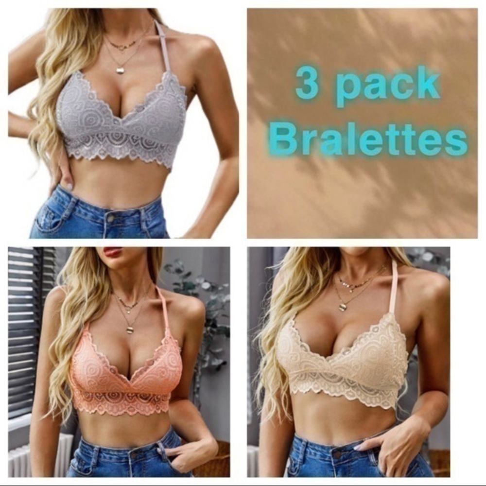 3 pack of long line bralette t-back racerback Small New